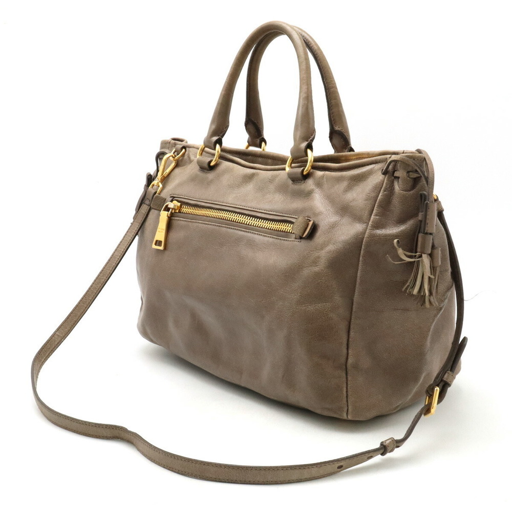 Prada Bag 2WAY Khaki Tassel Brown Fringe Shoulder